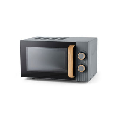 George Home Manuelle Mikrowelle Grau Skandi Holzoptik 17L