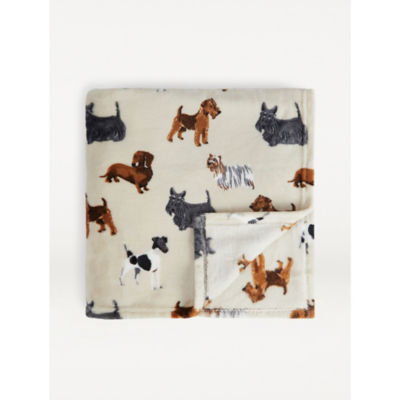 George Home natural dog pattern super soft throw 120x150cm, UK version