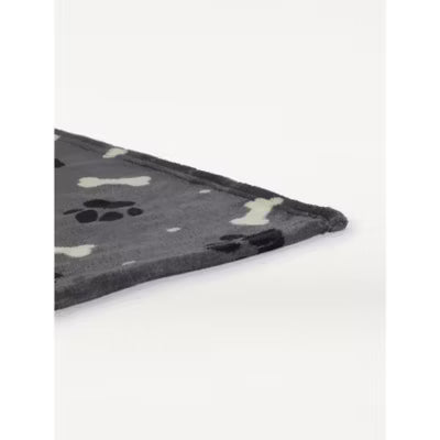 George Home Charcoal Paw Print Throw 120cm x 150cm, UK version
