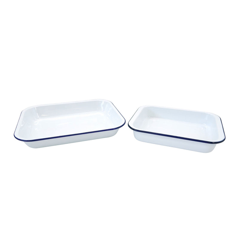 George Home white enamel roaster set of 2 - British product