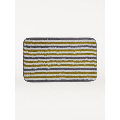 George Home honey grey stripe microfibre pedestal set with bath mat, UK version