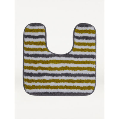 George Home honey grey stripe microfibre pedestal set with bath mat, UK version