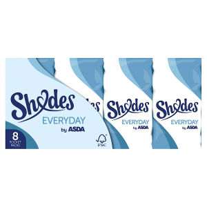 ASDA Shades Everyday pocket tissues 8 pocket packs - British product
