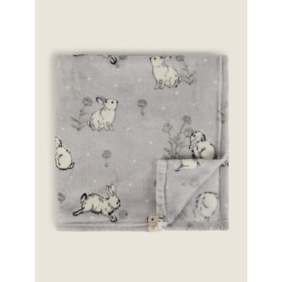 Throw Grey Bunny Floral super soft 120x150cm, UK version