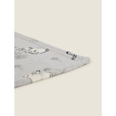 Throw Grey Bunny Floral super soft 120x150cm, UK version