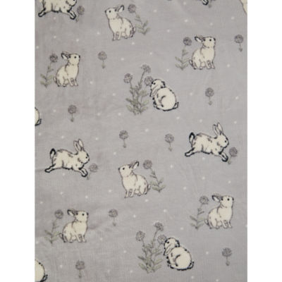 Throw Grey Bunny Floral super soft 120x150cm, UK version