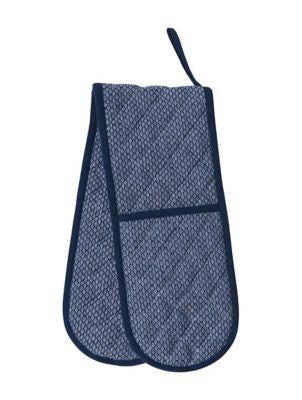 Blue woven double oven glove 100% cotton, imported from the UK