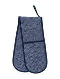 Blue woven double oven glove 100% cotton, imported from the UK