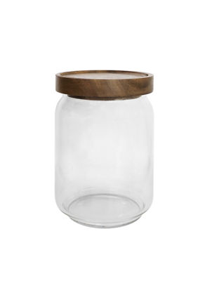 George Home Acacia Lid glass storage jar 700ml, UK version