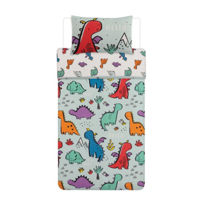 George Home Hello Dino toddler duvet cover 120x150cm with pillowcase, UK version