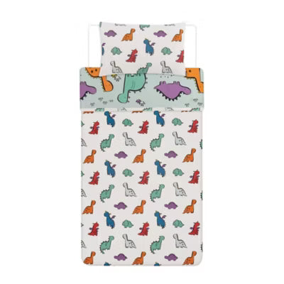George Home Hello Dino toddler duvet cover 120x150cm with pillowcase, UK version