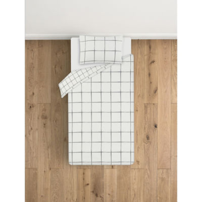 George Home 100% cotton white check duvet cover set single (British brand)