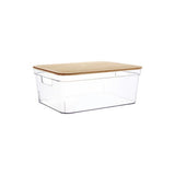 Clear plastic storage basket with bamboo lid (British brand)