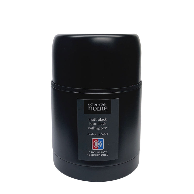 George Home Black Food Flask with Spoon 360ml, UK version