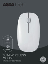 ASDA ASDA Tech Slim Wireless Mouse White Computer Mouse- Buy online at McGrocer