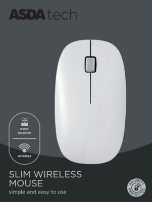 ASDA Tech wireless mouse white - British product