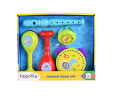 Hapello musical band set with maracas, castanet, tambourine and flute, imported from the UK