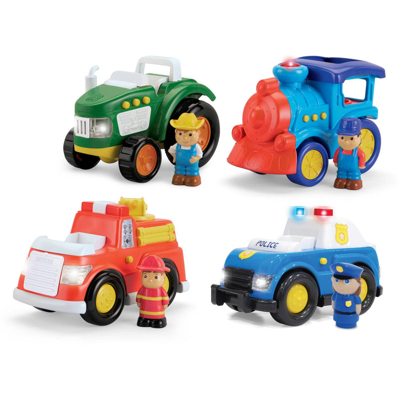 Hapello light and sound vehicle with figure - British product