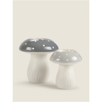 George Home white grey toadstool tealight holder set, UK version
