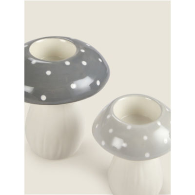 George Home white grey toadstool tealight holder set, UK version