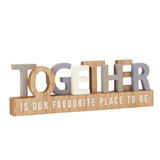 George Home Together Freestanding Wooden Plaque White Natural and Grey 9cm
