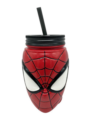 George Home Spiderman mason jar with mask shape, 8.8x18.4cm, UK version