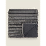 ASDA George Home Grey Ribbed Faux Fur Throw 120 x 150cm- Buy online at McGrocer