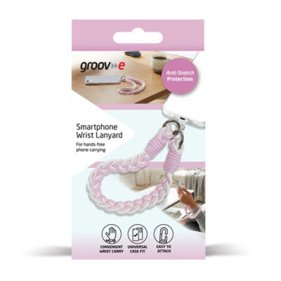Groov-e wrist lanyard pink white for smartphones - British product