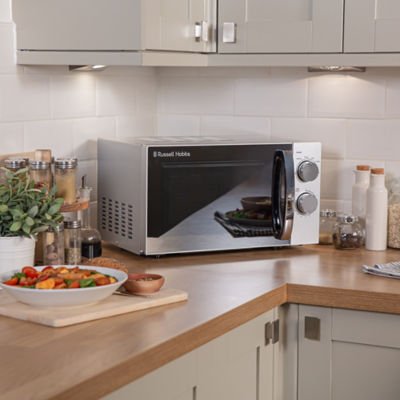 Russell Hobbs silver microwave 17L, imported from the UK