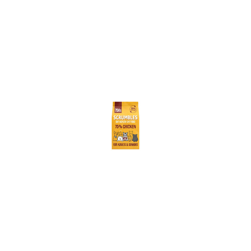 Scrumbles adult & seniors 75% chicken dry cat food 750g (British brand)