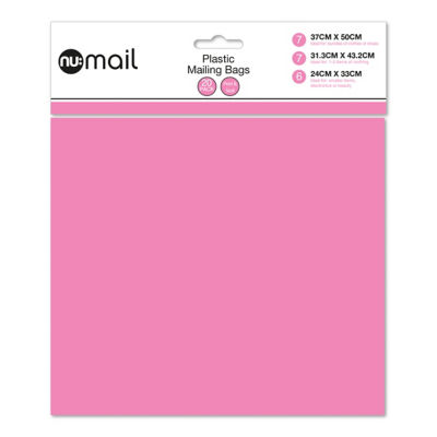 Nu pink peel and seal mailing bags 20pk - British product