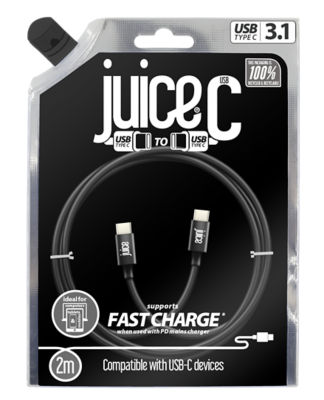 Juice USB-C cable black braided 2m, imported from the UK