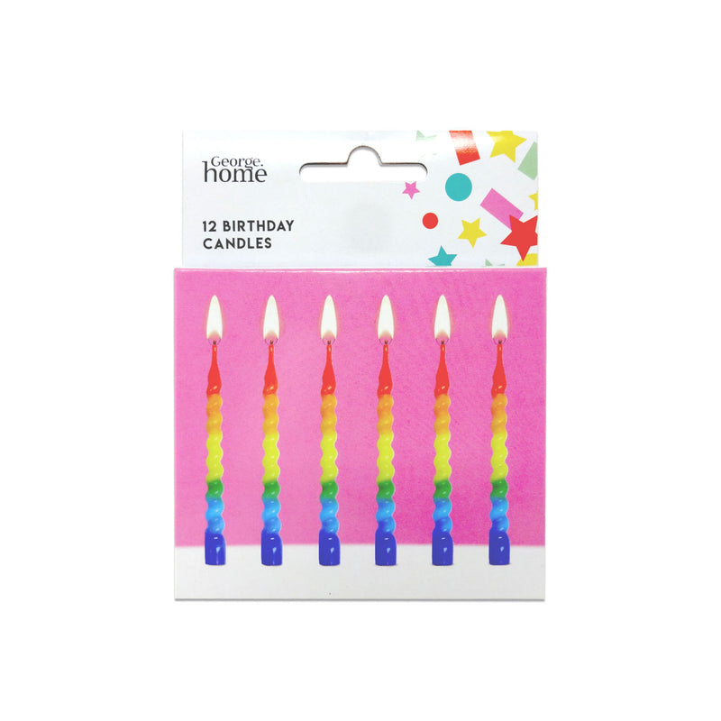 George Home rainbow twist birthday candles 12pk, UK version