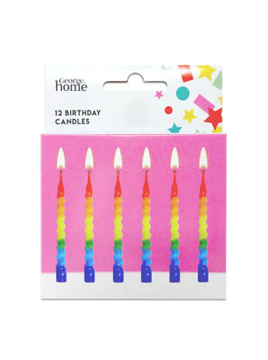 George Home rainbow twist birthday candles 12pk, UK version