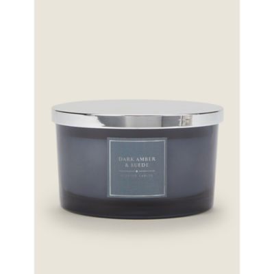 George Home Dark Suede and Amber triple wick candle 450g, UK version