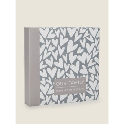 ASDA George Home Grey & White Heart Family Photo Album- Buy online at McGrocer