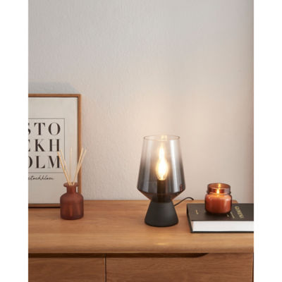 George Home grey ombre glass table lamp 14x14x25cm, UK version