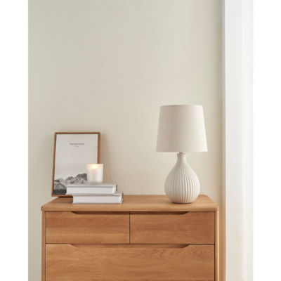 ASDA George Home Cream Fluted Linen Large Table Lamp- Buy online at McGrocer
