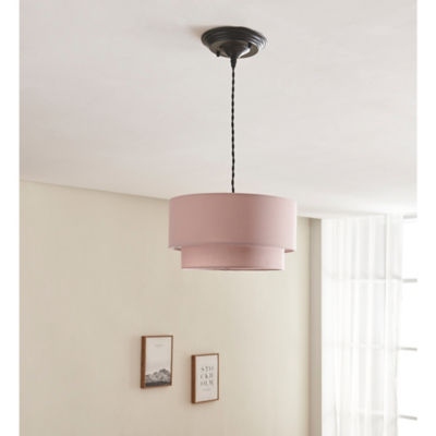 ASDA George Home Pink Two-Tier Faux Linen Easy-Fit Light Shade 31 x 31 x 16.5 cm- Buy online at McGrocer