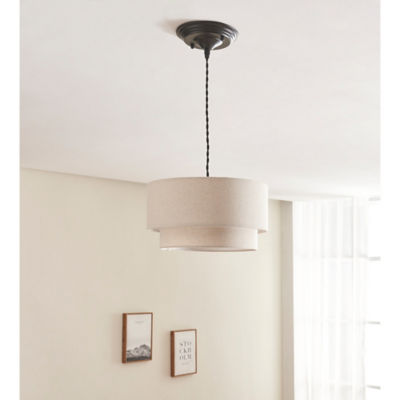 George Home cream two-tier faux linen light shade 31x31x16.5cm, UK version