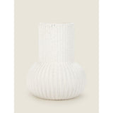 George Home White Ribbed and Speckled Ceramic Vase 18 x 18 x 22 cm