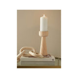 Stacey Solomon natural wooden pillar candlestick 22cm, imported from the UK