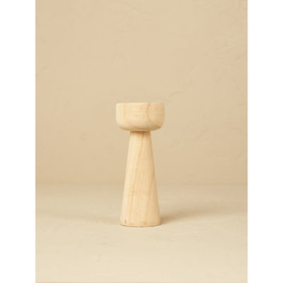 Stacey Solomon natural wooden pillar candlestick 22cm, imported from the UK