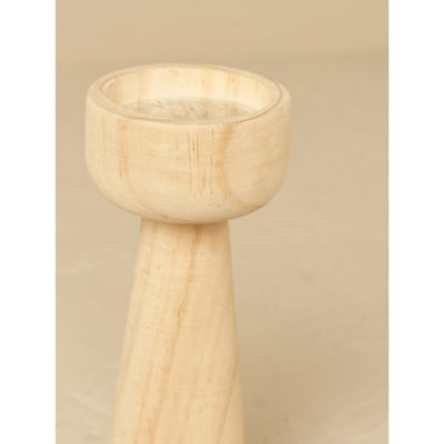 Stacey Solomon natural wooden pillar candlestick 22cm, imported from the UK