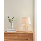 George Home Natural Rattan Table Lamp with Linen Shade, UK version