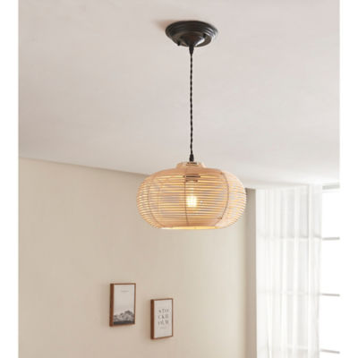 George Home natural rattan pendant light shade 35x35x20cm, UK version