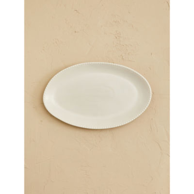 At Home with Stacey Solomon white beaded oval platter 40.5 x 24.8 x 2.5 cm - British product