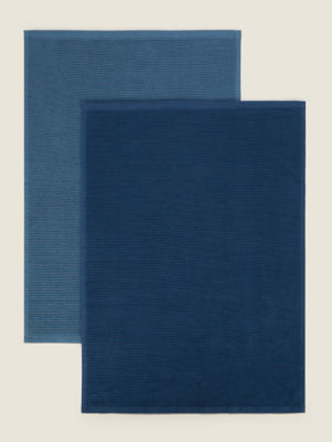 George Home blue ribbed tea towel set of 2, UK version
