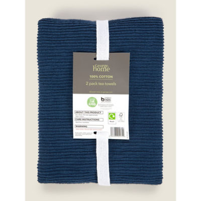 George Home blue ribbed tea towel set of 2, UK version