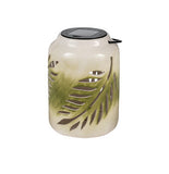 George Home green ceramic solar leaf lantern 13.1x13.1x18.3cm, UK version